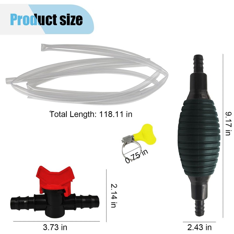 Siphon Pump for Gasoline, Liquid Sucker Pump with 9.8 Ft
