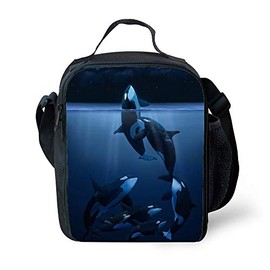 SARA NELL Kids Lunch Box Insulated Orcinus Orca Whale Tough The Galaxy Lunch Bag Large Lunch Boxes Cooler Meal Prep Lunch Tote With Shoulder Strap For Boys Girls Teens Women Adults