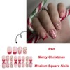 Christmas Red French Tips Nude Press on Nails Short Square