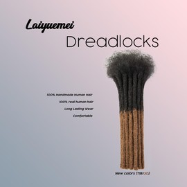 Dreadlock Extensions Human Hair, Handmade Permanent Loc Extensions Human Hair 0.8cm 8Inch 20Stands For Man/Women/Kids Full Head Can Be Dyed Bleached Curled(Black to Brown,T1B/30)