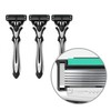 Portable Hard-Coated 6-Blade Razor, 3-Count Pack Non-slip