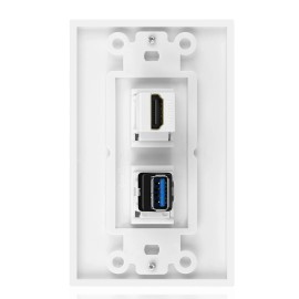 CE Compass USB HDMI Outlet Wall Plate - USB 3.0 Charger & HDMI Port Receptacle Face Cover