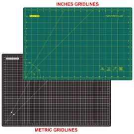 NEWBRAUG 12'' × 18'' Durable Self Healing Cutting Mat, Double Sided 5-Ply PVC Cutting Board, for Quilting, SewingArts, Craft, Fabric & Scrapbooking(Green/Black)