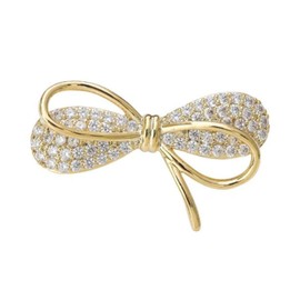 Rhinestone Bow Brooch For Women Buckle Brooch Pin Gold Bowknot Rhinestone Crystal Brooch Crystal Brooch Clothes Pins Sweater Coat Clothing Accessories, Alloy Steel, crystal
