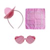 VIGUEUR Cowgirl Costume Accessories Set, Pink Hat Headband, Heart Glasses,
