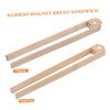 GRIRIW Bamboo Kitchen Tongs with Magnetic Clip Natural Food Tongs