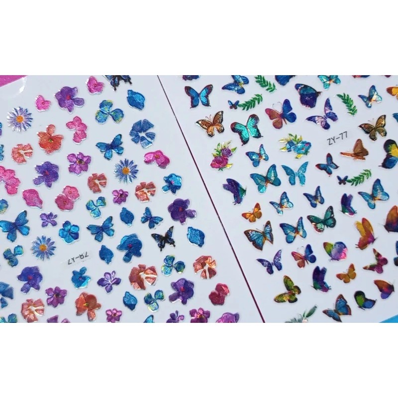 Xiaoya 170 Stickers Uñas Diseño Mariposas Mariposa (2 Planillas)