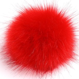 SYSUII Pack of 10 8 cm Faux Fur Pompom Fur Pompoms for Hats Beanies Fur Pompom Artificial Hair Ball for Bag Pendants Key Ring Decoration Clothing Accessories – Red