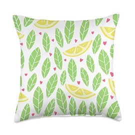 Carla's Vintage Blossoms & Bouquets Cute Floral Tropical Pattern Citrus Fruit Lemon Throw Pillow, 18x18, Multicolor