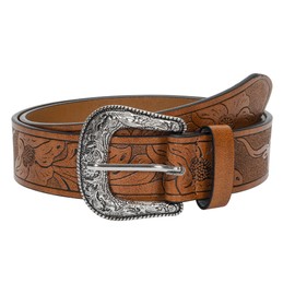 UTOWO Adjustable Vintage Western-Belts for Women Men - Engraved Buckle Cowgirl-Cowboy-Belt for Jeans fit 28-38" waist