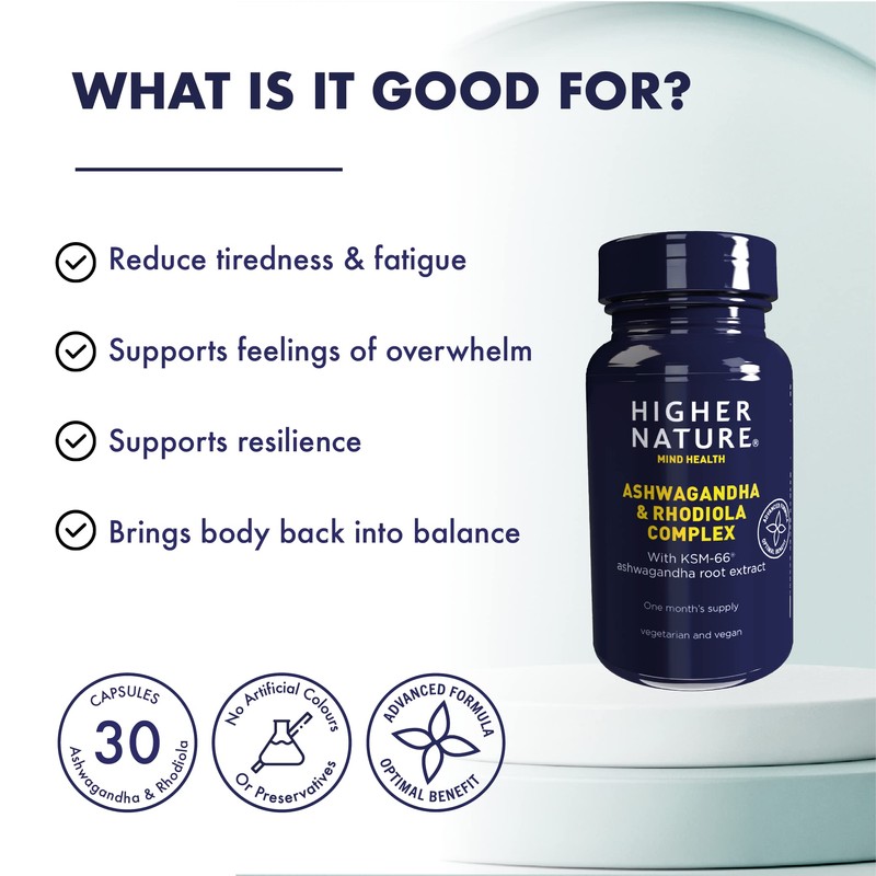 Higher Nature - Ashwagandha & Rhodiola Complex - Reduce Fatigue