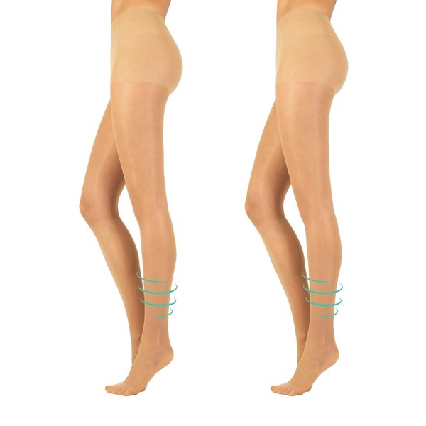CALZITALY Pack 2 Pairs 40 Den Support Tights | Medium