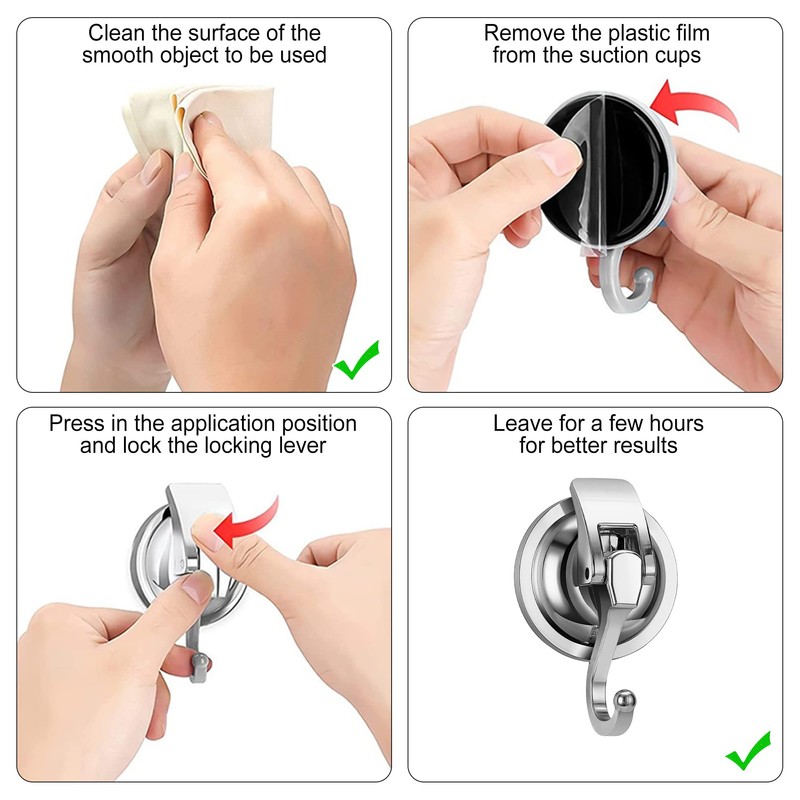 QZDAFFIC 2 PCS Suction Hooks, Premium Vacuum Hanging Suction Cup
