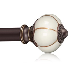 Ceramic Curtain Rods for Windows 66 to 120 Inch,1 Inch Adjustable Telescoping Drapery Rod Heavy Duty Window Treatment Single Curtain Rod Set for Bedroom,ORB Beige