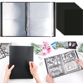 10 Pieces 0.3mm Thick Magnetic Sheets & 80 Pockets/20 Pages Storage Album for Stamps and Cutting Dies Storage Book Organiser Folder for Storage Punching DIY Scrapbooking