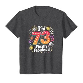73 Finally Fabulous Birthday Gift for Seniors T-Shirt, Youth, Dark Heather Grey