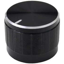 6mm Splined Hole Black Aluminium Amplifier/HiFi Control Knob Pack of 5 (23mm)