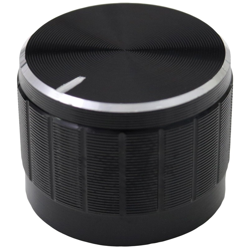 6mm Splined Hole Black Aluminium Amplifier/HiFi Control Knob Pack of