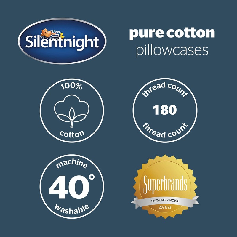 Silentnight Pure Cotton Housewife Pillow case-2 Pack, Blush, 74 x