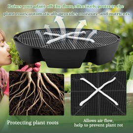 P Polerden 4-Pack Self Watering Fabric Pot Base, Auto Pots Fit for 5 Gallon Grow Bags, Auto-Irrigation Water Delivery System, Auto Watering Plant Saucer for Fabric Planters (Capacity Upgrade)