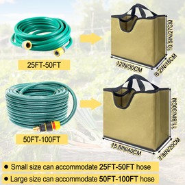 Garden Hose Storage Bag, Portable Expandable Hose Holder for 50-100ft Tube, Lightweight Garden Hose Bag with Drain Hole & Handle for Protect and Organize