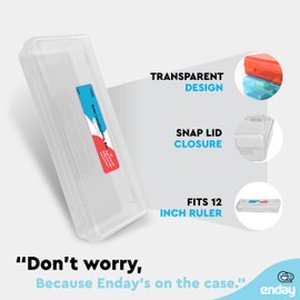 Enday Pencil Box Grey, Plastic Pencil Case, Multipurpose Storage Long Ruler Length Utility Box Organizer with Snap Closure for Home and Office