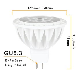 MR16 LED Bulb Soft White 2700K 50W Equivalent 12V GU5.3 Bi Pin Base LED Spotlight 38 Degree 450 Lumens , 6-Pack