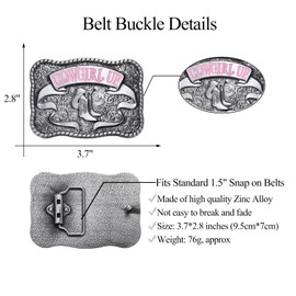BBOTEN Cowgirl Up Western Belt Buckle For Women Cowgirls, Vintage Boots Floral Rodeo Belt Buckle, Rectangle