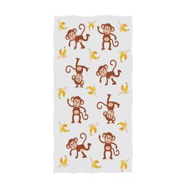 Naanle Cute Cartoon Funny Monkey Banana Pattern Soft Highly Absorbent Large Decorative Hand Towels Multipurpose for Bathroom, Hotel, Gym and Spa (16 x 30 Inches)