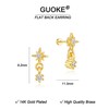 GUOKE Flat Back Earrings, 14K Gold Plated Dangle Helix Cartilage