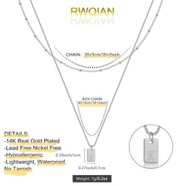 RWQIAN Layered Initial Letter A Necklace Silver for Women,Stainless Steel Tiny Initials Chain Necklace with Capital A-Z Pendant Jewellery Gifts for Teenage Girls 45cm