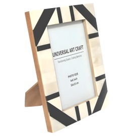 UNIVERSAL ART CRAFT Handmade Horn & Bone Inlay Photo Frame – 4x6 Inch | Stylish Black & White Design | Modern & Vintage Decorative Frame