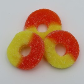 Beulah's Gummy Peach Rings, 1 Pound Package, 60 Pieces of Candy