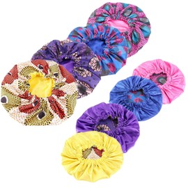 Qianmome - Capó de satén de doble capa extra grande con estampado africano, tejido Ankara, 4 unidades, estilo A, IN