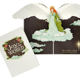 Lovepop Religious Christmas Pop-Up Card for Her and Him - 3D Greeting Cards for Boys, Girls, Men, Women - Joy to The World - 5" x 7" Christmas Angel Card - Blank Note Card & Envelope Included