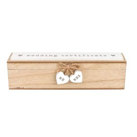 Love Story Wooden Wedding Day Marriage Certificate Holder Box with Hearts