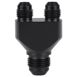 Podavelle 8AN Male to Parallel Dual 6AN 6AN Male Y Block Fuel Fitting Splitter Adapter Connector Aluminum Black