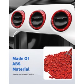 DSWSQ Fit for Mustang Red Interior Accessories - Center Console Air Conditioner Outlet Vent Trim Cover Ring for Ford Mustang 2015-2023 AC Air Vent Trim Ring Cover