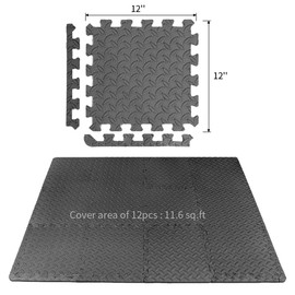 LÍMITE-MX Tapete para Ejercicio con Cuadros de Entrelazado de Espuma EVA,Tapete para Crossfit，Color Negro 12 Piezas de 30 x 30, Espesor de 10mm. (Black)
