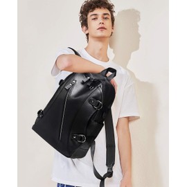 FANDARE Unisex Backpacks School Backpack Men Women School Bag Boy Girl Waterproof School Bag Teenager Daypack Travel Daypacks Laptop Bag Outdoor Camping PU Pack, black A, Practical, elegant