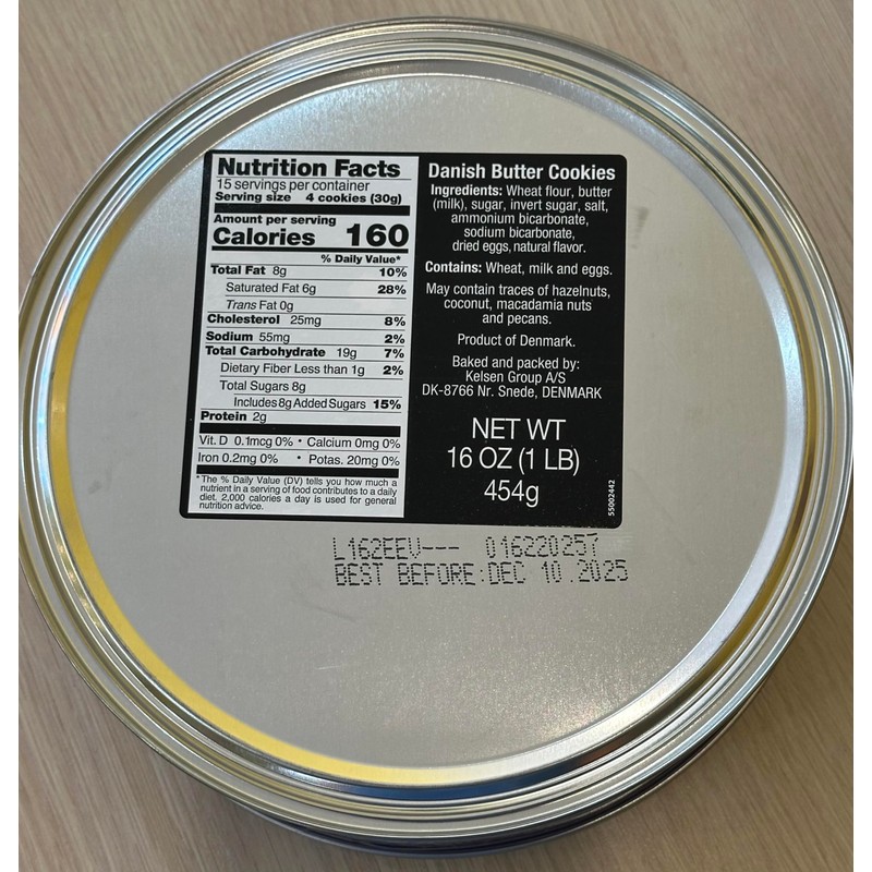 Danish Butter Cookies, 16 oz (1 lb) Tin – Traditional
