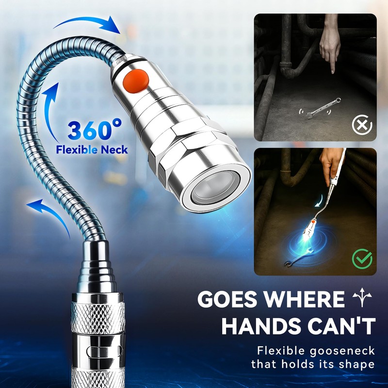 VIBELITE Extendable Magnetic Flashlight with Telescoping Magnet Pickup Tool-Cool Gadget