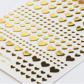 Valentine's Day Nail Art Stickers - 5D Embossed Golden Heart Shape Nail Decals for Women - Ideal Nail Art Supplies to Create Stunning Valentine's Day Manicures - 1 Sheet of Elegant Nail Stickers