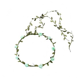 Lofruiin Women's Simulated Rose Flower Wreath Bridesmaid Floral Crown Headband Headpiece for Seaside Weddings Travel Photography (Mint Green, Pack of 1)