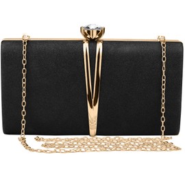 Farcauo Clutch Women's Evening Bag Women's Small Shoulder Bag with Removable Chain Crossbody Bag Glitter Evening Bag, #A Black Handbag