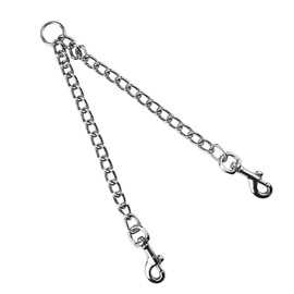 Bessy shop Double Dogs Lead, 60cm Metal Double Dog Leash 2 Way No Tangle Dog Chain Chew Proof Tangle Free Dual Dog Leash Extension Splitter Chain Lead 360° Swivel Clip for 2 Dogs