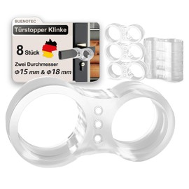 Buenotec Door Stopper Latch, Pack of 8 Door Handle Buffers, Transparent Double Door Stopper, Door Handle Stopper, Highly Elastic Door Handle Protection of Walls and Furniture, Suitable for Diameter 15