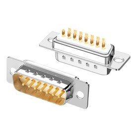 XIFUHUI DB15 RS232 D-SUB Serial Soldering Cup Connector Kit, Gold-Plated Connectors RS232, 15 Pins Soldering Adapter with Plastic Hoods, Strain Relief Grommet and Screws (Plug) Pack of 5