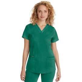 Healing Hands Scrub Top for Women with 3 Pockets and Easy Care, 2-Way Stretch Fabric Plus Size 2278, 3XL, Hunter