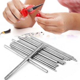 Salmue 30PCS Alambre de Varilla con núcleo de Acero Inoxidable para el Collar Herramienta Profesional para Hacer Joyas, Agujas de Rebordear con un Tubo de Almacenamiento de Aguja
